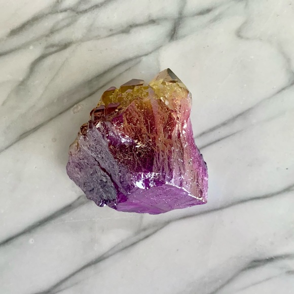 Yellow/Purple Aura Quartz Crystal - Picture 2 of 9